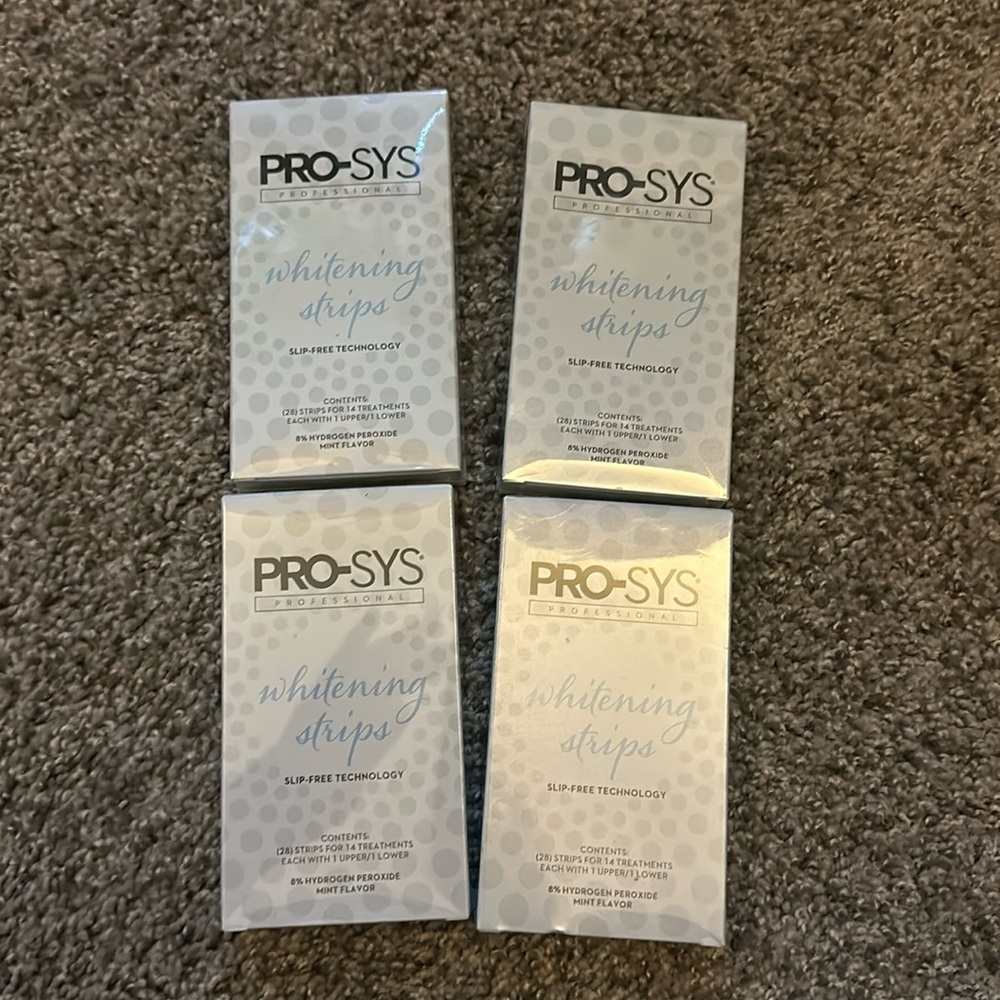 PRO-SYS Whitening Strips Kit, Sensitive Teeth Whitening, Stain Remover 4 boxes